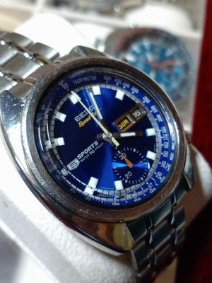 SEIKO 6139-6012 BRUCE LEE BLUE DIAL VINTAGE CHRONOGRAPH MOD WATCH