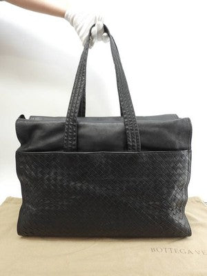 BOTTEGA VENETA INTRECCIATO LEATHER TOTE BAG BLACK BUSINESS SHOULDER BAG