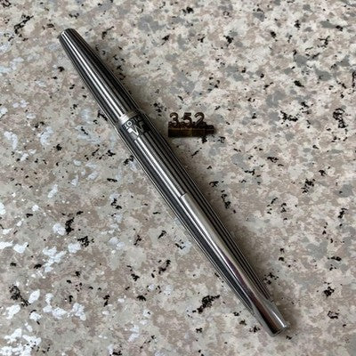 PILOT μ MUREX STRIPE FOUNTAIN PEN 1970s VINTAGE OVERHAULED STAINLESS STEEL JAPA