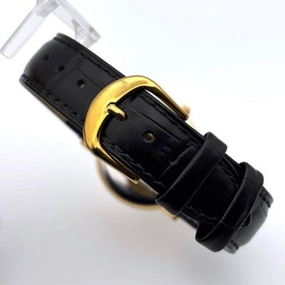 BURBERRY MEN'S QUARTZ GOLD SHELL ROMAN WRISTWATCH ROUND FACE LEATHER BELT