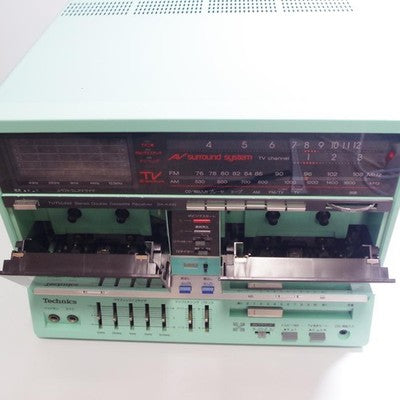 TECHNICS SA-K4W STEREO DOUBLE CASSETTE RECEIVER SB-F36 SPEAKER AC100V 50/60HZ