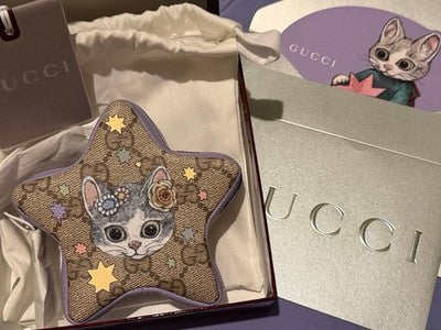 GUCCI YUKO HIGUCHI BORIS CAT STAR KEY CHARM POUCH LIMITED PURPLE JAPAN