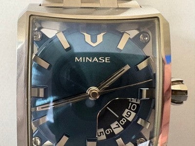 MINASE FIVE WINDOWS VM03-M03S BLUE DIAL AUTOMATIC MEN'S WATCH SS JAPAN 38MM