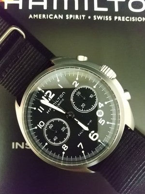 HAMILTON KHAKI PILOT PIONEER CHRONOGRAPH H764560 AUTOMATIC BLACK DIAL 41MM
