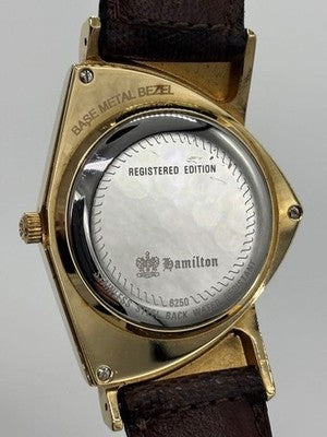 HAMILTON VENTURA 6250 QUARTZ BLACK DIAL GENUINE BAND LEATHER MEN'S WATCH