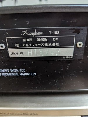 ACCUPHASE T-108 FM AM STEREO TUNER GOLD AUDIO COMPONENT USED TESTED JAPAN AS IS