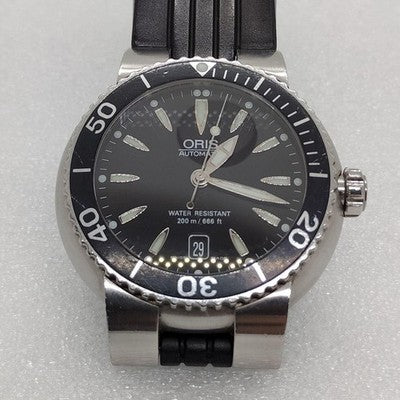 ORIS DIVERS 7533 AUTOMATIC 200M BLACK DIAL RUBBER STRAP MEN'S WATCH SWISS