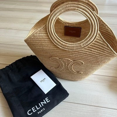 CELINE BRAIDED PANIER RAFFIA BASKET BAG SS2025 NATURAL STRAW HANDBAG NEW