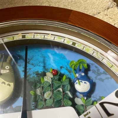 MY NEIGHBOR TOTORO MUSICAL MOTION WALL CLOCK - WORKING, WOOD TONE FRAME, STUDIO