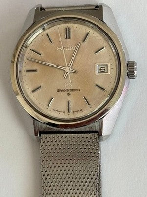 GRAND SEIKO 6145-8000 HI BEAT 36000 VINTAGE 1968 OVERHAULED SILVER MESH BAND GS