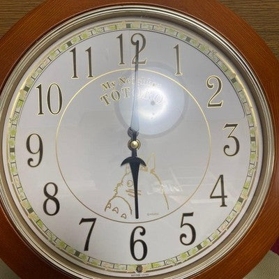 MY NEIGHBOR TOTORO MUSICAL MOTION WALL CLOCK - WORKING, WOOD TONE FRAME, STUDIO