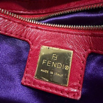 FENDI MAMMA BUCKET SHOULDER BAG RED SUEDE LEATHER HANDBAG WITH DUST BAG