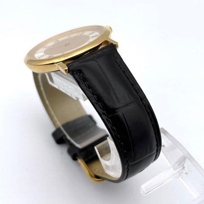 BURBERRY MEN'S QUARTZ GOLD SHELL ROMAN WRISTWATCH ROUND FACE LEATHER BELT