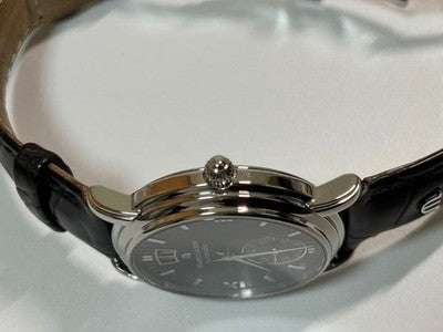 MAURICE LACROIX MASTERPIECE 58789 AUTOMATIC BLACK DIAL LEATHER STRAP WATCH