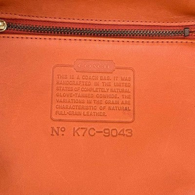 COACH VINTAGE GEOMETRIC TURNLOCK HAND BAG ORANGE LEATHER RARE USA MADE OLD COACH