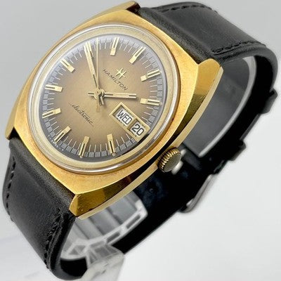 HAMILTON ELECTRONIC 702001-4 ELECTRIC BALANCE WATCH VINTAGE GOLD DIAL WORKING