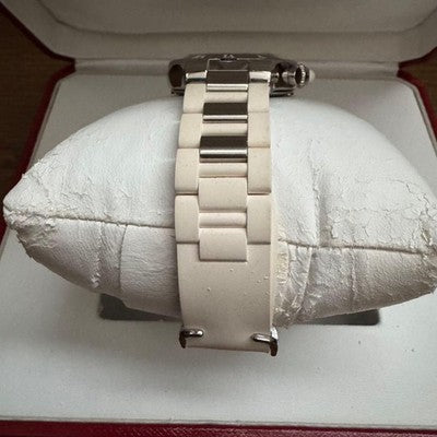 CARTIER CHRONOSCAPH SM W10197U2 QUARTZ WATCH WHITE DIAL STEEL RUBBER BOX