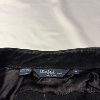 POLO RALPH LAUREN 90S USA SUEDE LEATHER SHIRT JACKET BLACK M OVERSIZED VINTAGE