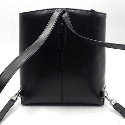 TOD'S DI BAG BLACK LEATHER BACKPACK SHOULDER BAG LOGO DESIGN AUTHENTIC LUXURY