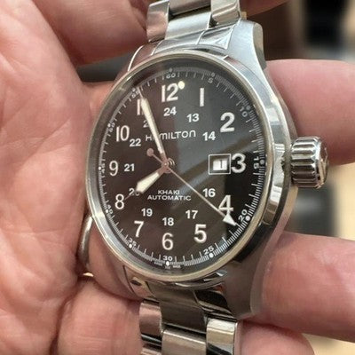 HAMILTON KHAKI FIELD AUTO H706250 BLACK DIAL AUTOMATIC MEN'S WATCH 44MM