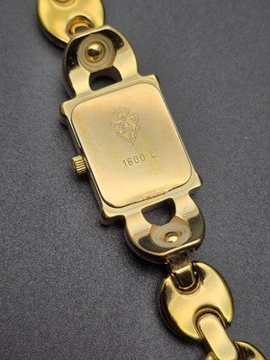 GUCCI 1800L VINTAGE WATCH W/ 2 EXTRA STRAPS & BOX GOLD PLATED SWISS