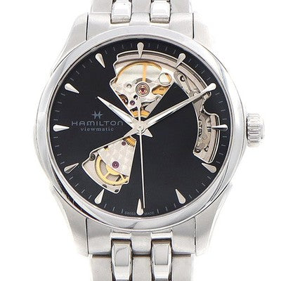 HAMILTON JAZZMASTER OPEN HEART AUTO H32215130 36MM BLACK DIAL STEEL WATCH USED