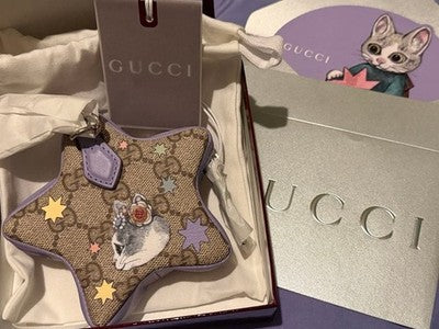GUCCI YUKO HIGUCHI BORIS CAT STAR KEY CHARM POUCH LIMITED PURPLE JAPAN