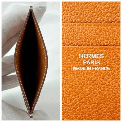 HERMES H SELLIER CARD HOLDER W STAMP 2024 EPSOM LEATHER LIGHT BROWN WITH BOX