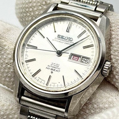 KING SEIKO 5626-7040 CHRONOMETER DAY-DATE AUTOMATIC HI-BEAT WATCH SS SILVER