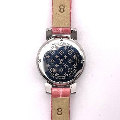 LOUIS VUITTON TAMBOUR BIJOU SECRET Q151R QUARTZ DIAMOND PINK DIAL LADY'S WATCH