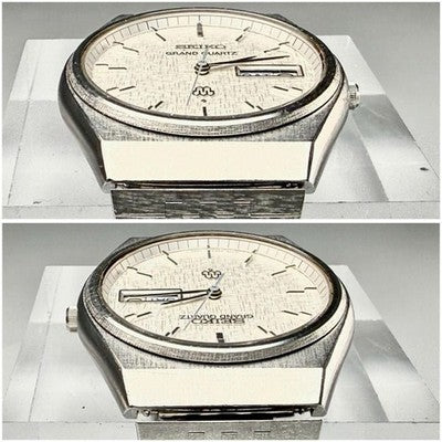 SEIKO GRAND QUARTZ 9943-7000 TWIN QUARTZ LINEN DIAL DAYDATE MEN WATCH VINTAGE