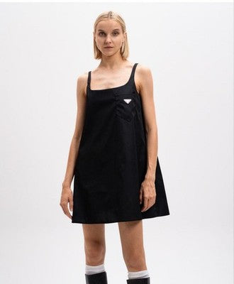 PRADA CAMISOLE DRESS SIZE 40 OLIVE GREEN CHEST POCKET FROM JAPAN