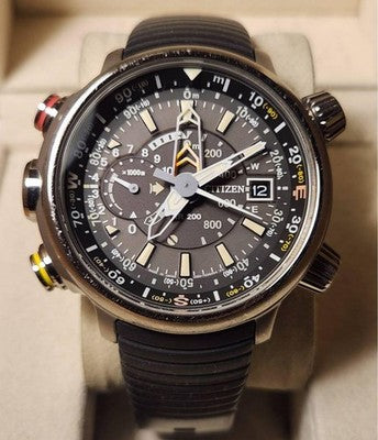 CITIZEN PROMASTER ALTICHRON ALTIMETER COMPASS ADVENTURE WATCH 48MM BLACK GRAY
