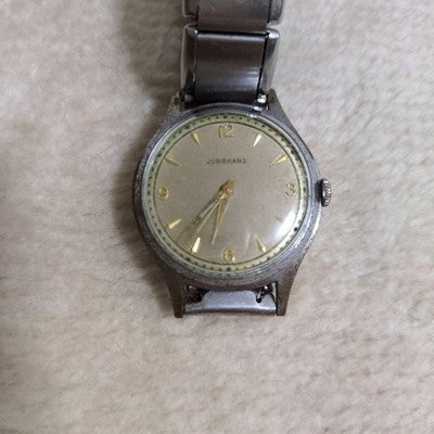 JUNGHANS HAND-WOUND MEN'S WRISTWATCH SILVER ROUND FACE STAINLESS STEEL GERMANY