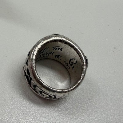 BILL WALL LEATHER CHERRY BLOSSOM RING US 10 SILVER FLORAL DESIGN GUARANTEE CARD