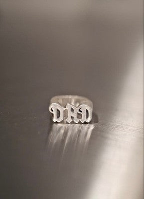 THE GREAT FROG DAD RING SIZE 18 SILVER TONE TEXT LOGO CASUAL STYLE W/ BOX