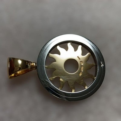 BVLGARI TONDO SUN PENDANT TOP YELLOW GOLD STAINLESS STEEL JEWELRY JPN
