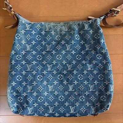LOUIS VUITTON MONOGRAM DENIM BAGGY GM M95048 BLUE SHOULDER BAG WOMEN FRANCE USED