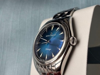 REVUE THOMMEN HERITAGE AUTOMATIC MEN WATCH BLUE DIAL SKELETON BACK SWISS