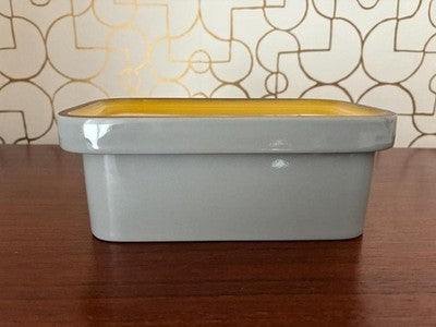 HEATH CERAMICS BUTTER DISH YELLOW GRAY TWO-TONE GLAZED CERAMIC RARE 1PC