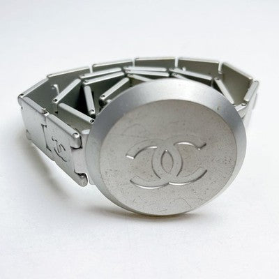 CHANEL COCO MARK CHAIN BELT SILVER TONE LOGO BUCKLE 99A VINTAGE MADE IN FRANCE
