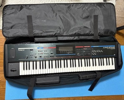 ROLAND JUNO-STAGE 76 KEY SYNTHESIZER KEYBOARD W/ CASE PEDALS AC ADAPTER JP