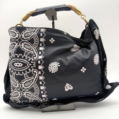 SACAI 16-01120M PAISLEY LEATHER 2WAY ROPE HANDLE SHOULDER BAG NAVY/WHITE