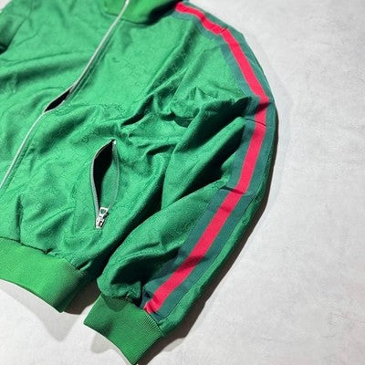GUCCI X ADIDAS GREEN GG TREFOIL JACQUARD MONOGRAM TRACK JACKET SIZE 46 M MINT