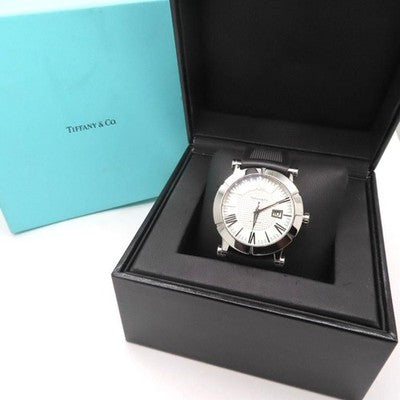 TIFFANY & CO. ATLAS GENT Z1000.70 AUTOMATIC WATCH WHITE DIAL BLACK RUBBER MEN'S