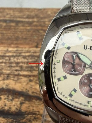 U-BOAT FLIGHTDECK B40-08 CHRONOGRAPH WATCH 41MM CREAM DIAL CAMO STRAP BOX