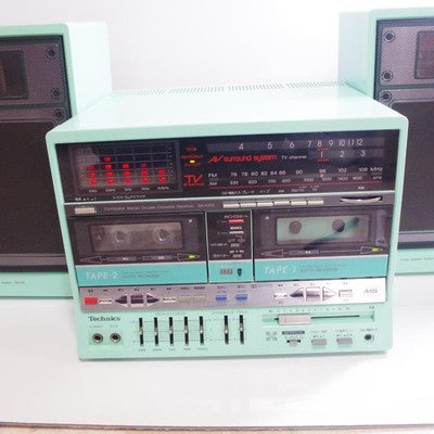 TECHNICS SA-K4W STEREO DOUBLE CASSETTE RECEIVER SB-F36 SPEAKER AC100V 50/60HZ