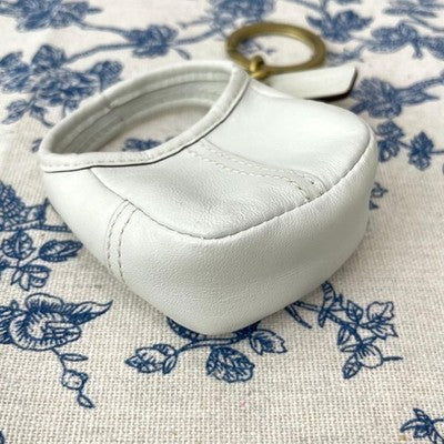COACH OLD COACH MINI HOBO WHITE LEATHER BAG KEY RING CHARM VINTAGE 80S 90S