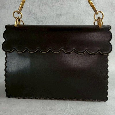 FENDI KANAI CHAIN SHOULDER BAG 2WAY LEATHER BLACK WOMEN USED AUTHENTIC