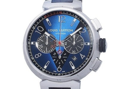 LOUIS VUITTON TAMBOUR CHRONOGRAPH Q102V BLUE/BLACK 44MM AUTOMATIC WRISTWATCH